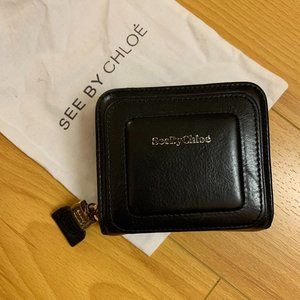 See By Chloe Leather Black Zipper Wallet